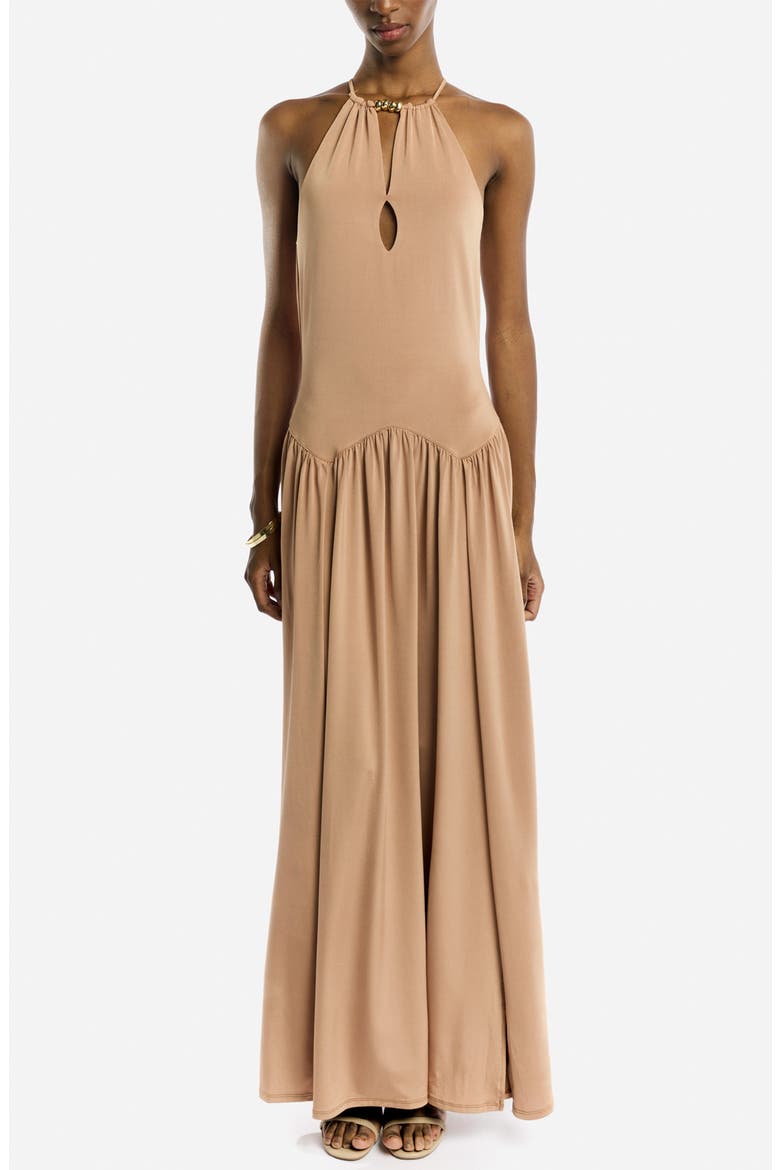 Santorini Halter  Slit Maxi Dress, Alternate, color, Copper