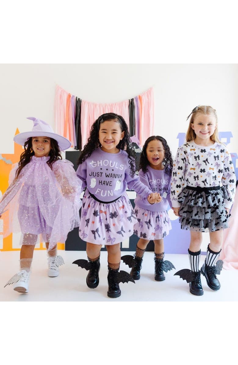 Sweet Wink Flocked Bats Halloween Tutu, Alternate, color, 