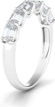 HauteCarat Half Sideways Lab Created Diamond 18K Gold Eternity Ring