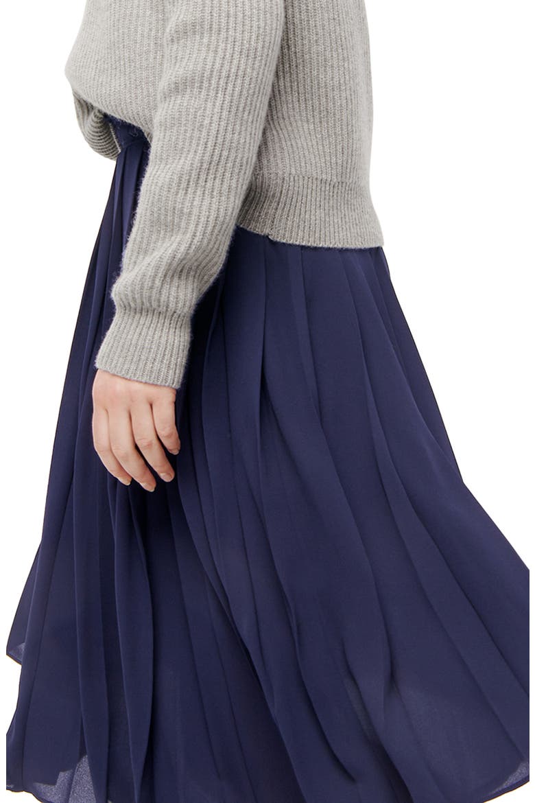 Pleated Midi Skirt, Alternate, color, NAVY