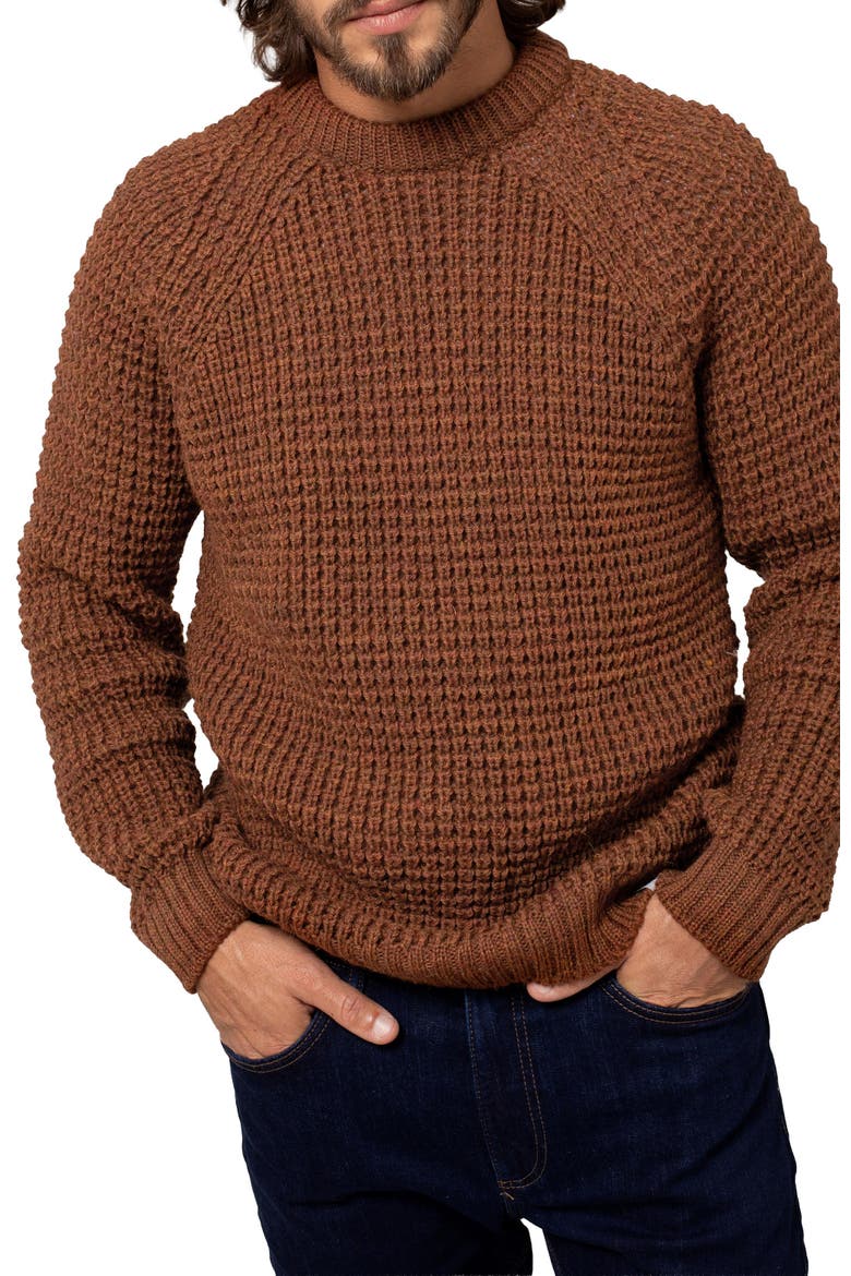 British Waffle Stitch Crew, Alternate, color, BURNT SIENNA