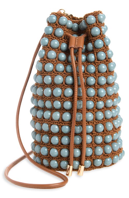FARM Rio Beaded Macramé Bucket Bag in New Walnut Storm at Nordstrom