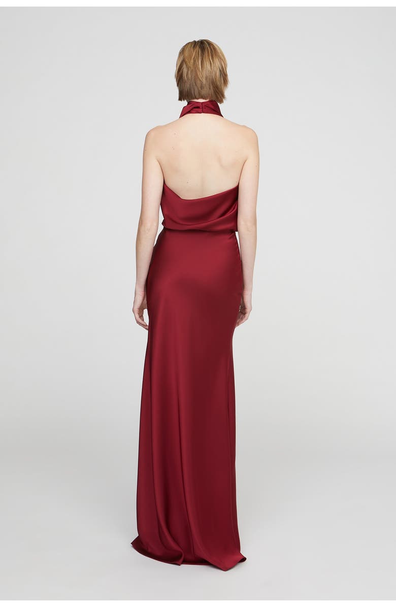 HALSTON Ada Satin Gown, Alternate, color, Ruby