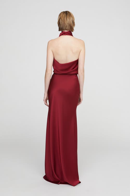 Halston Ada Satin Gown In Brown