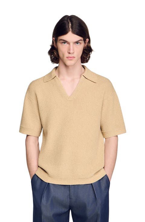 Jute-effect polo shirt
