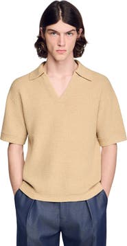 SANDRO Jute-effect polo shirt