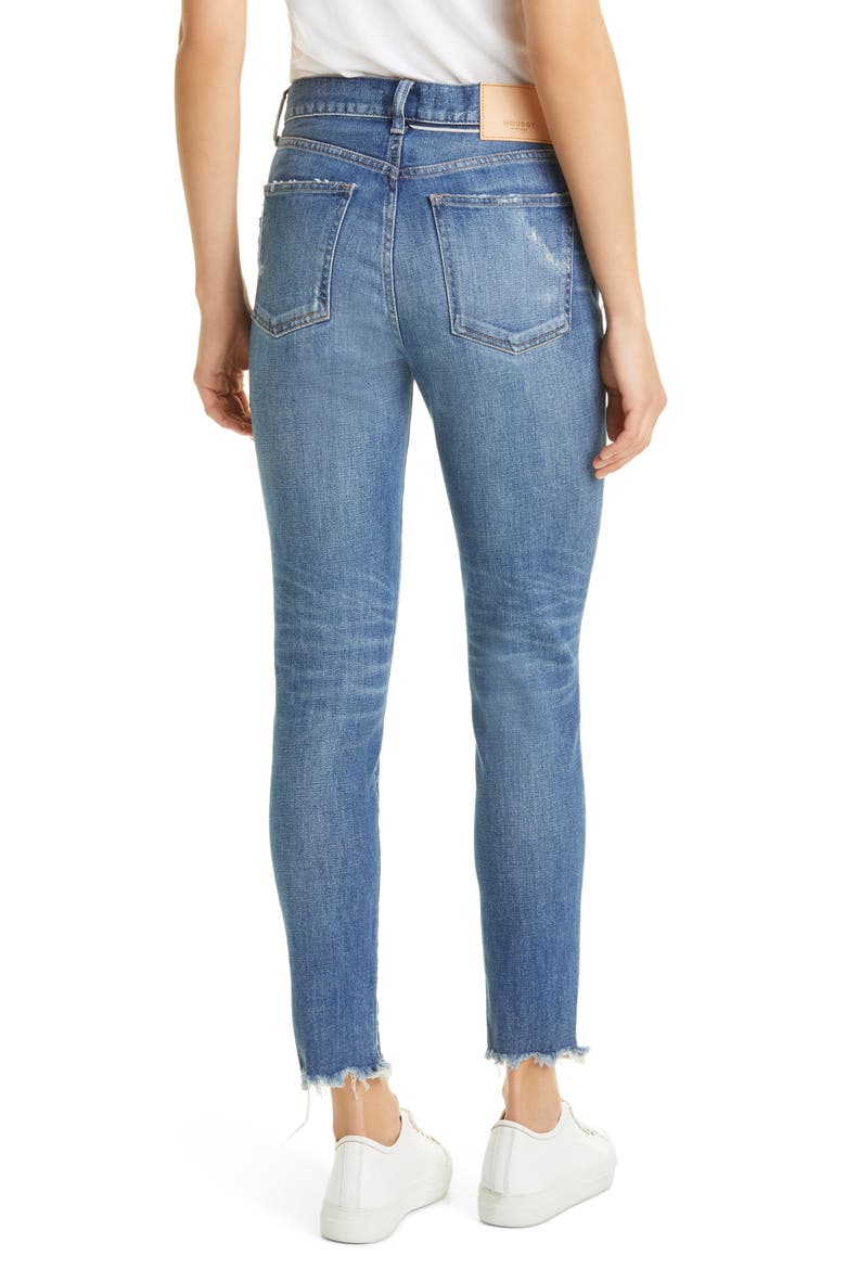 Hammond High Waist Distressed Raw Hem Skinny Jeans, Alternate, color, BLUE