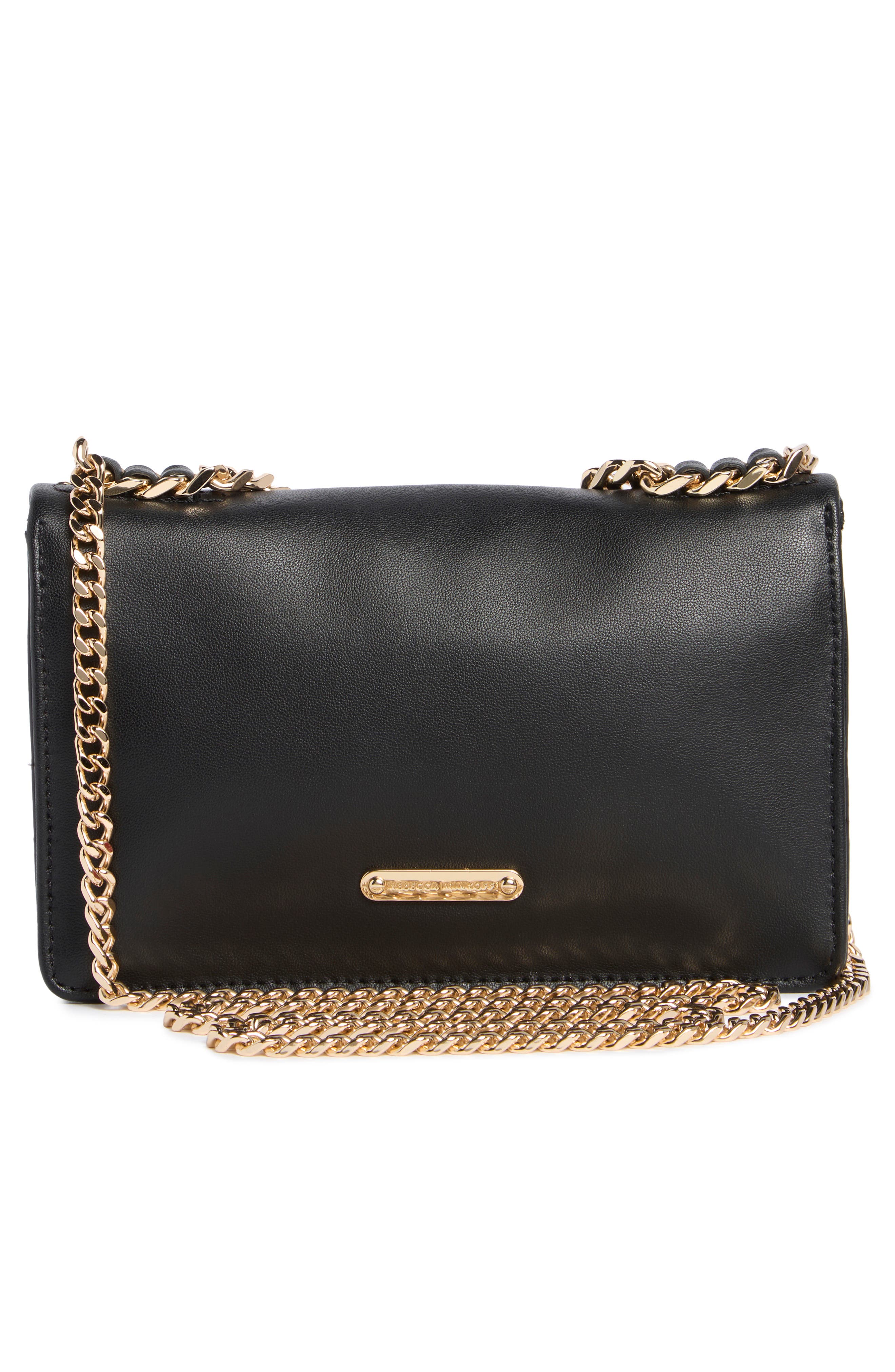 Rebecca Minkoff Edie Studded Leather Crossbody Bag, Alternate, color, Black