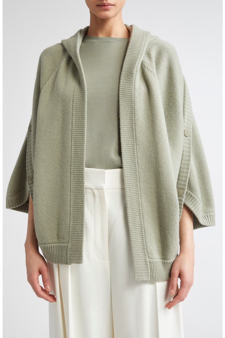 Vals Wool & Cashmere Hooded Cardigan, Main, color, SAGE GREEN