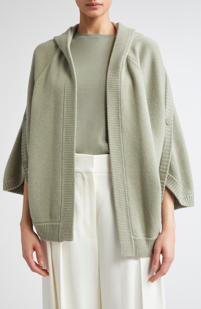 Max Mara Vals Wool & Cashmere Hooded Cardigan, Main, color, Sage Green
