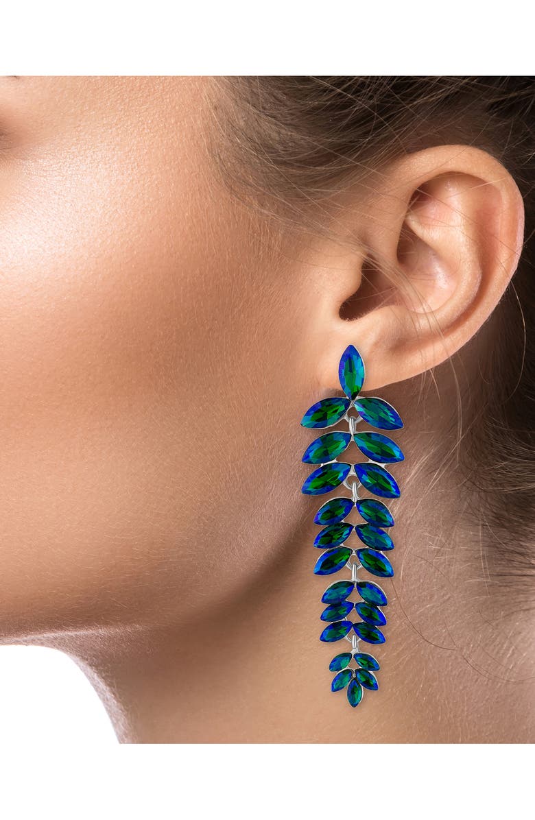 JARDIN Tiered Marquise Crystal Drop Earrings, Alternate, color, Blue/ Silver