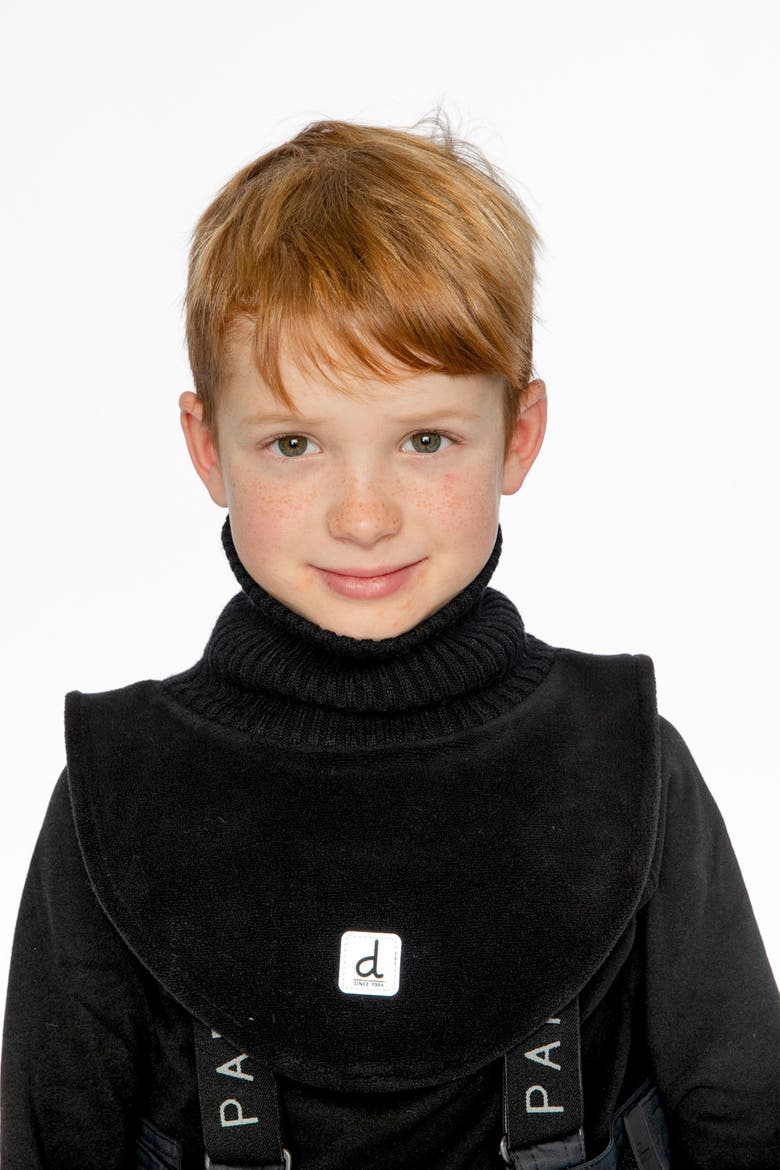 Bib Turtle Knit & Polar Fleece Neckwarmer, Alternate, color, Noir