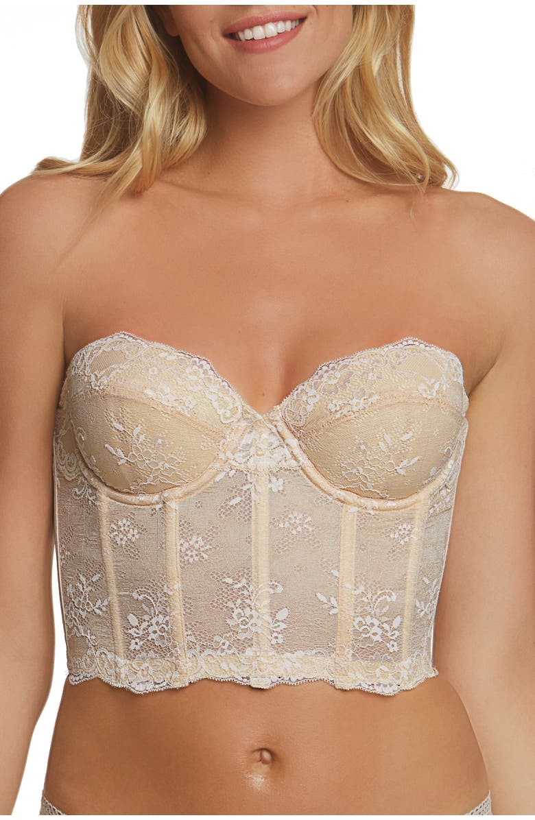 Dominique Intimates Tayler Ultra Low Back Strapless Lace Bra, Main, color, Latte