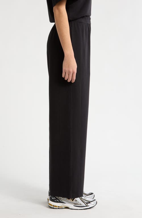 Zella Luxe Terry Wide Leg Pocket Pants In Black