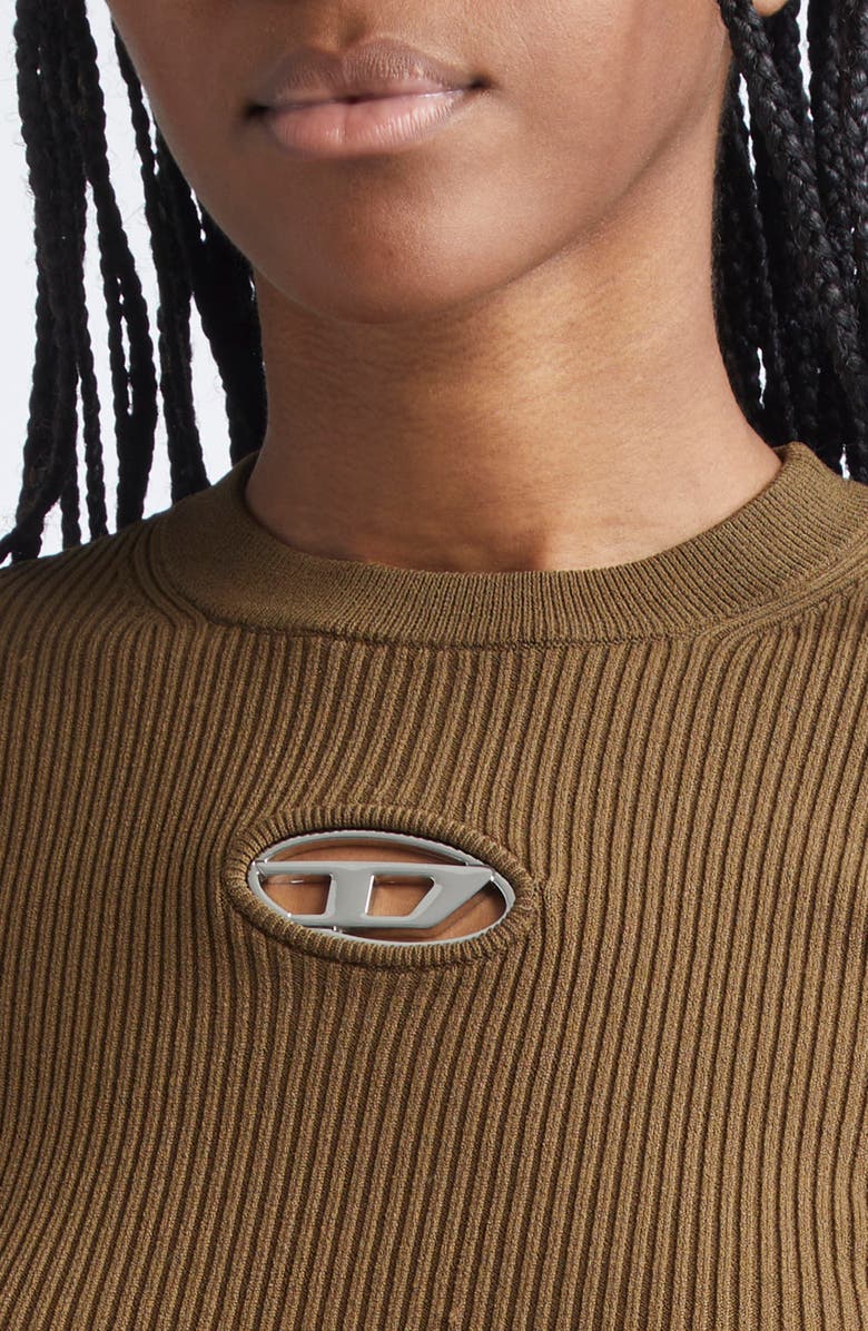 DIESEL<sup
®</sup
 M-Valari Logo Cutout Rib Top, Alternate, color, Green/ Moss