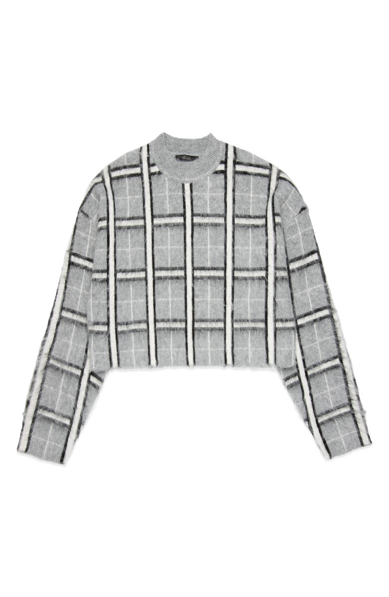 DELUC Jacob Plaid Jacquard Mock Neck Sweater, Main, color, Grey Melange