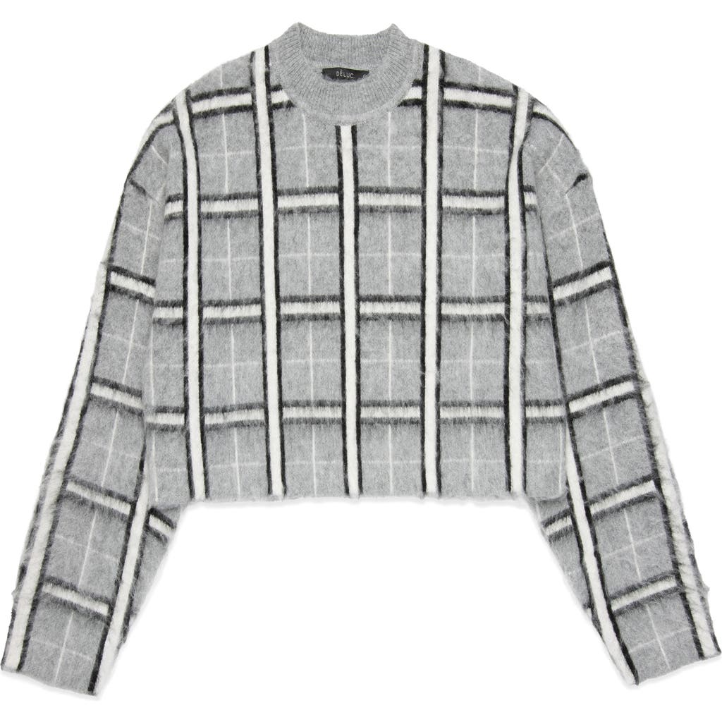 Deluc Jacob Plaid Jacquard Mock Neck Sweater In Gray