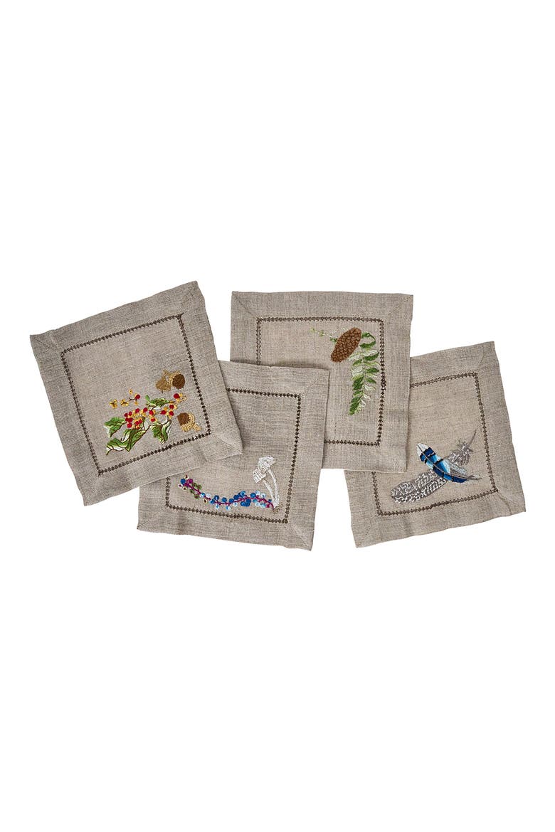 Forest Walk Set of 4 Cocktail Napkins, Alternate, color, MULTI