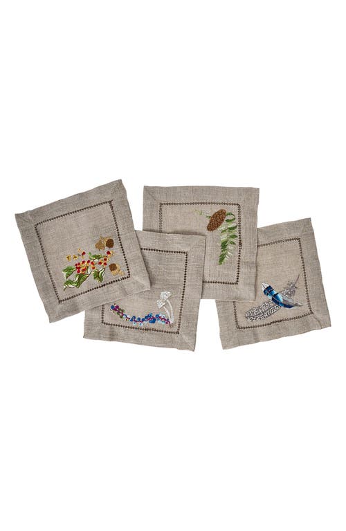 Juliska Forest Walk Set Of 4 Cocktail Napkins In Multi