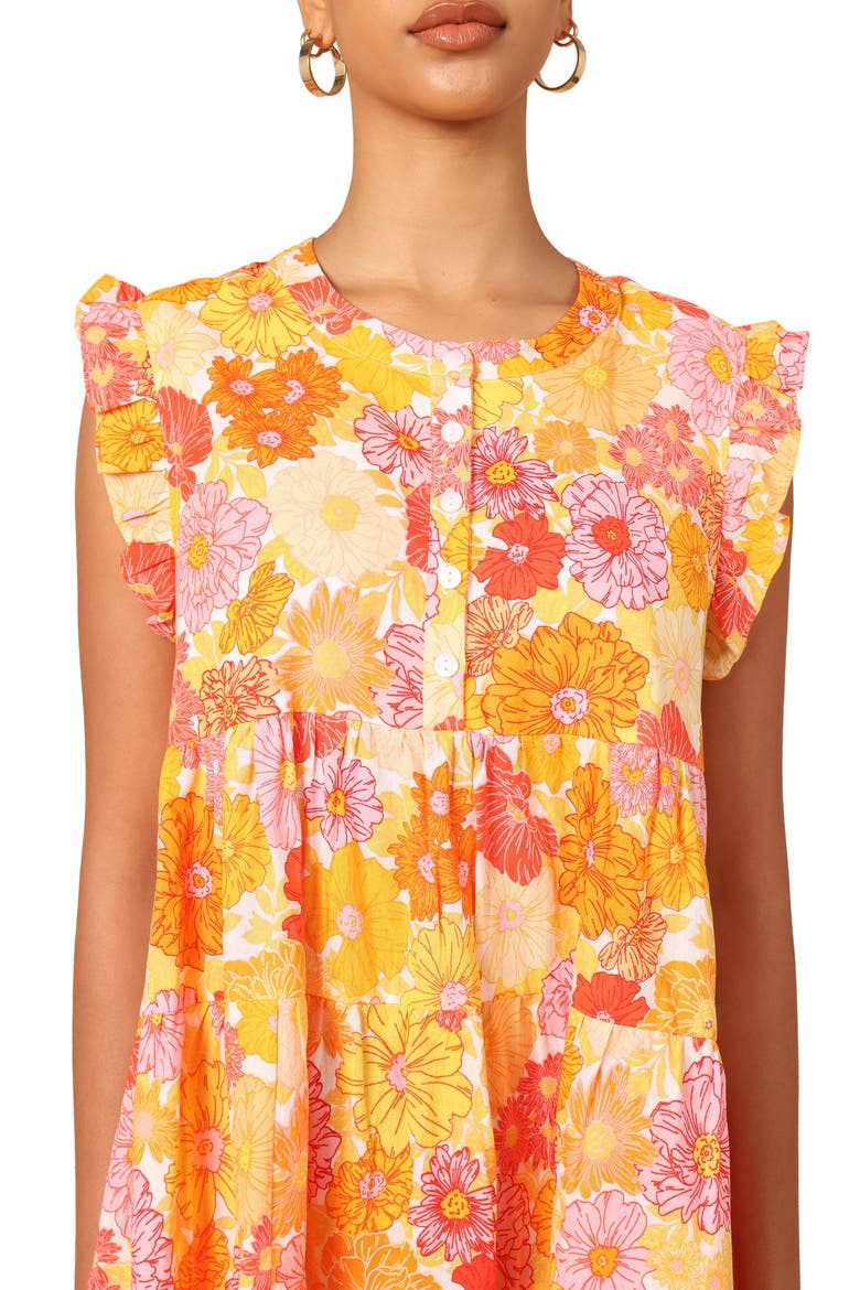 Zuma Floral Cotton Babydoll Dress, Alternate, color, ORANGE