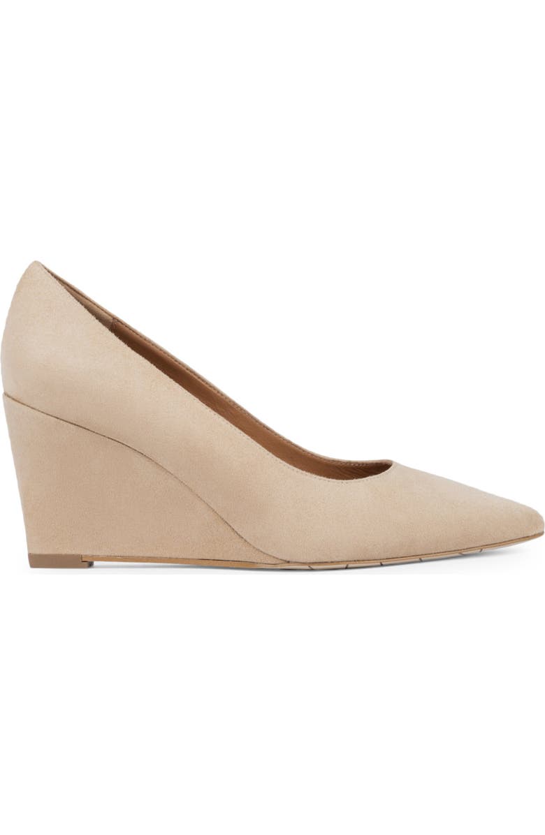 Aquatalia Posie Weatherproof Pointed Toe Wedge Pump, Alternate, color, Almond