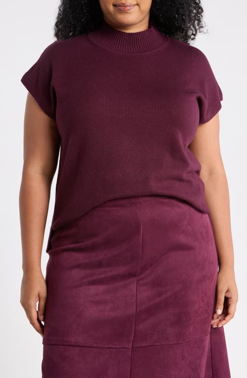 Mock Neck Short Sleeve Sweater