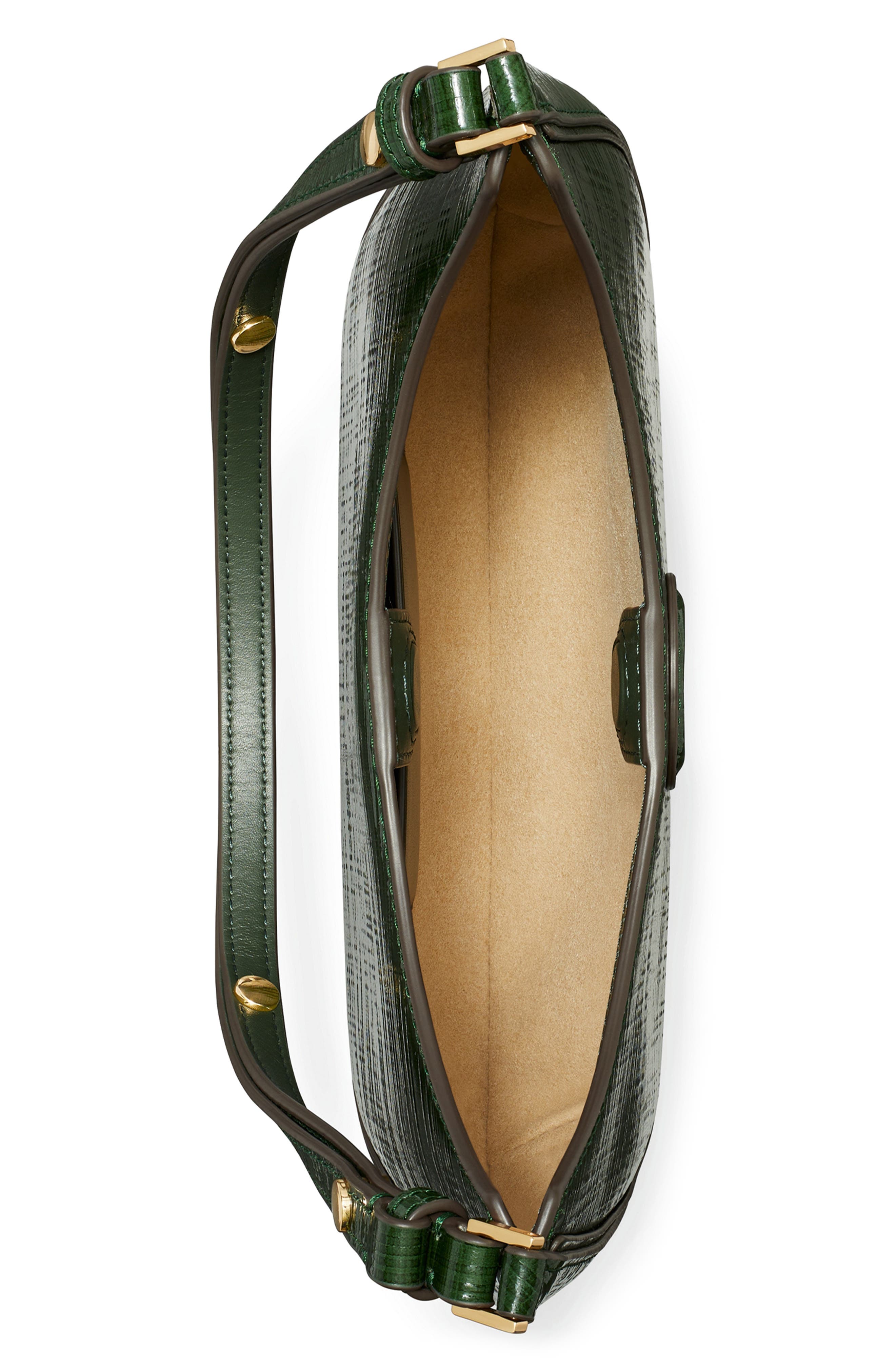 Tory Burch Robinson Crosshatched Leather Convertible Crescent Bag, Alternate, color, 