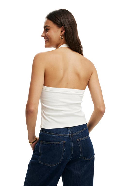 Cotton On Alexa Button Front Halter In Vintage White