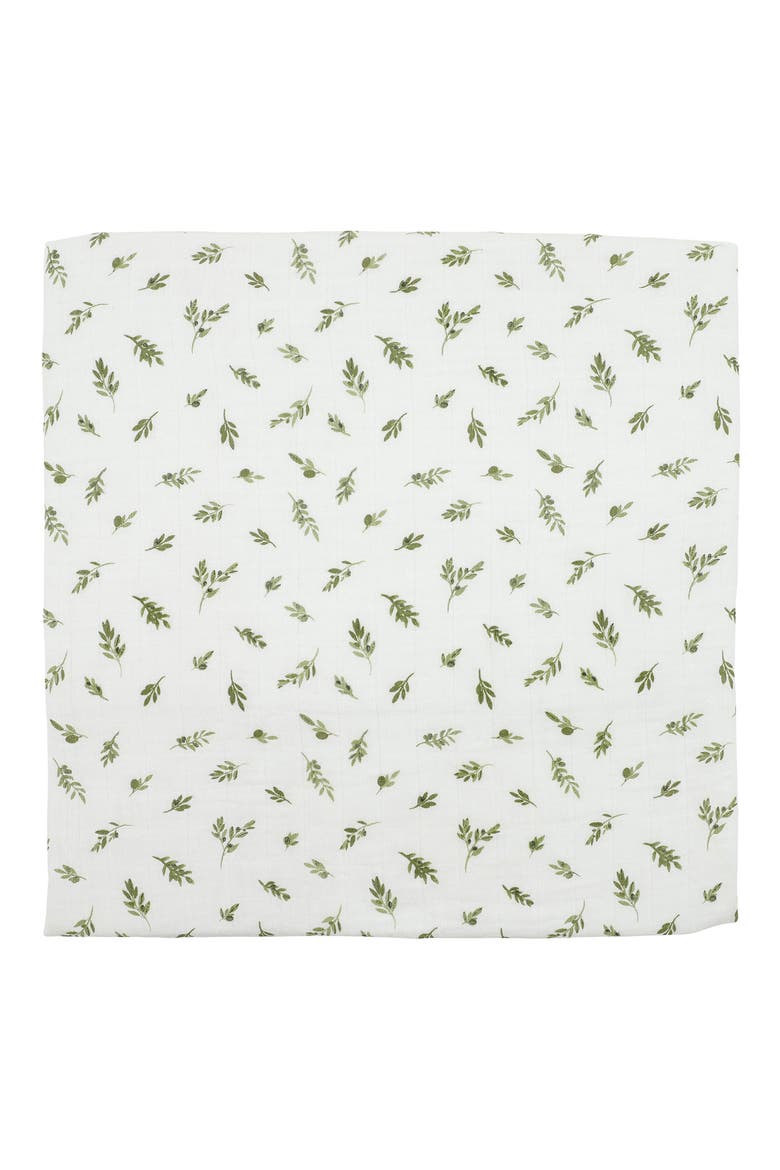 Organic Cotton Muslin Swaddle Blanket, Alternate, color, OLIVE BRANCH