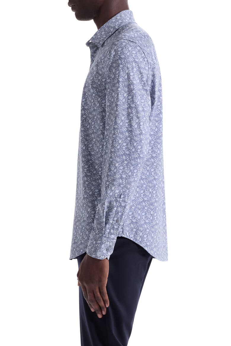 Jimmy OoohCotton® Leaf Print Button-Up Shirt, Alternate, color, STEEL