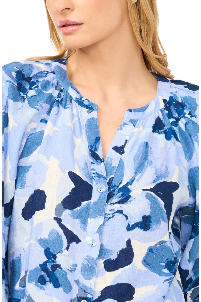 Floral Raglan Balloon Sleeve Button-Up Top, Alternate, color, MOONLIGHT BLUE