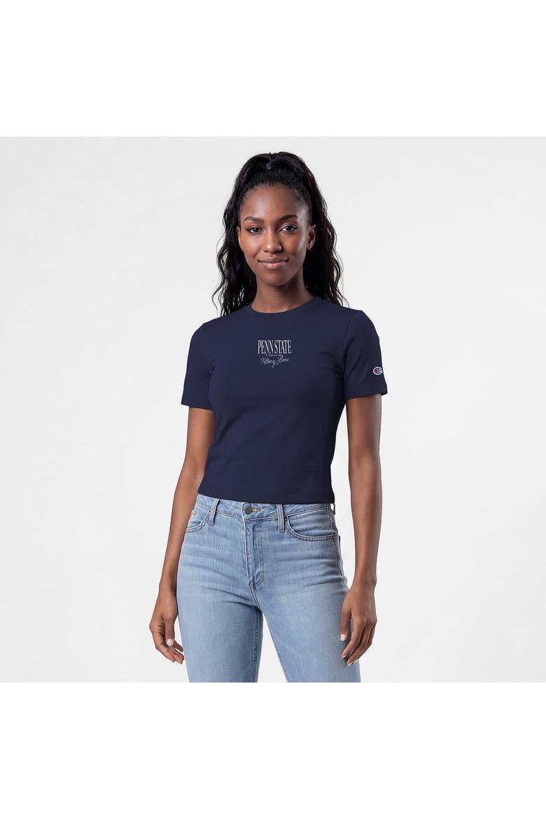 Women's Champion  Navy Penn State Nittany Lions Athletic Soft-Touch Fitted T-Shirt, Main, color, Navy