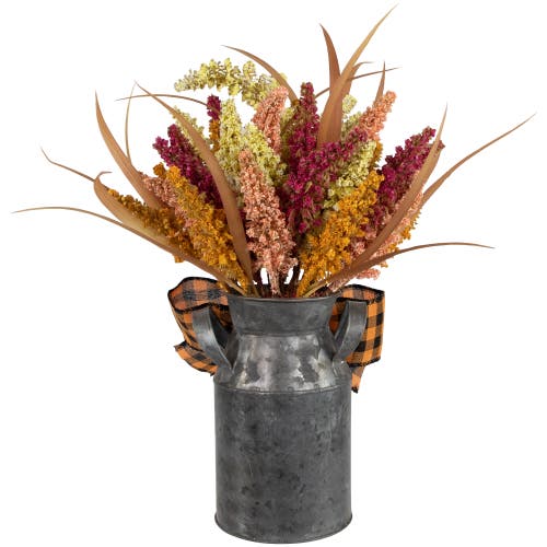 Northlight 18in Autumn Harvest Foliage In Canister Floral Decoration In Multi