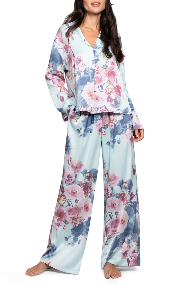 Georgia Stripe Pajamas, Main, color, BLUE FLORAL