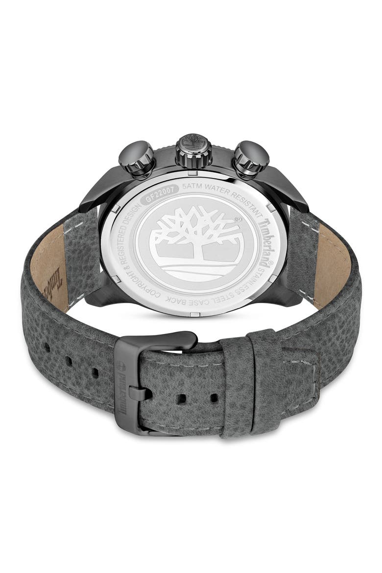 Hadlock Multifunction Leather Strap Watch, 46mm, Alternate, color, BLACK