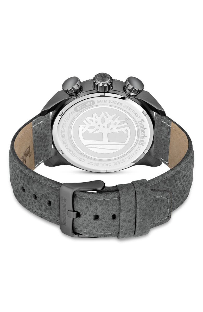 Timberland Hadlock Multifunction Leather Strap Watch, 46mm, Alternate, color, 