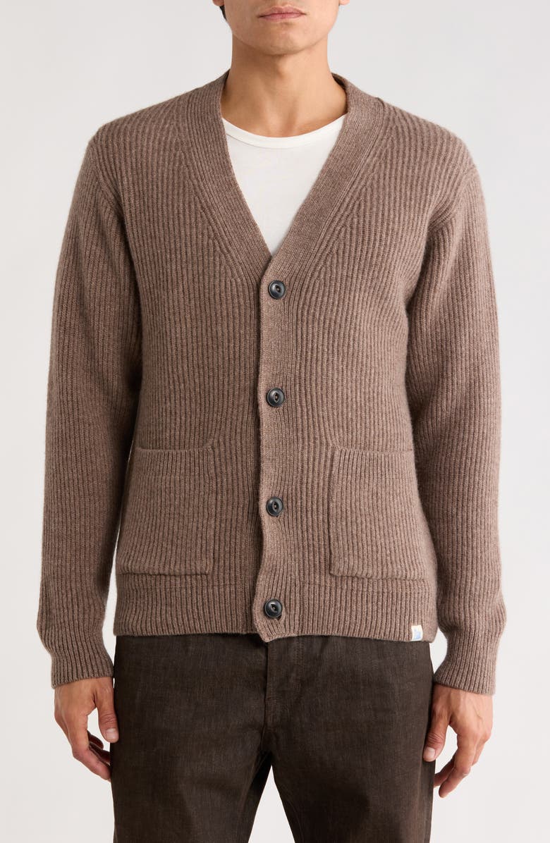 MERZ B SCHWANEN Relaxed Wool & Cashmere Rib Cardigan, Alternate, color, Grain