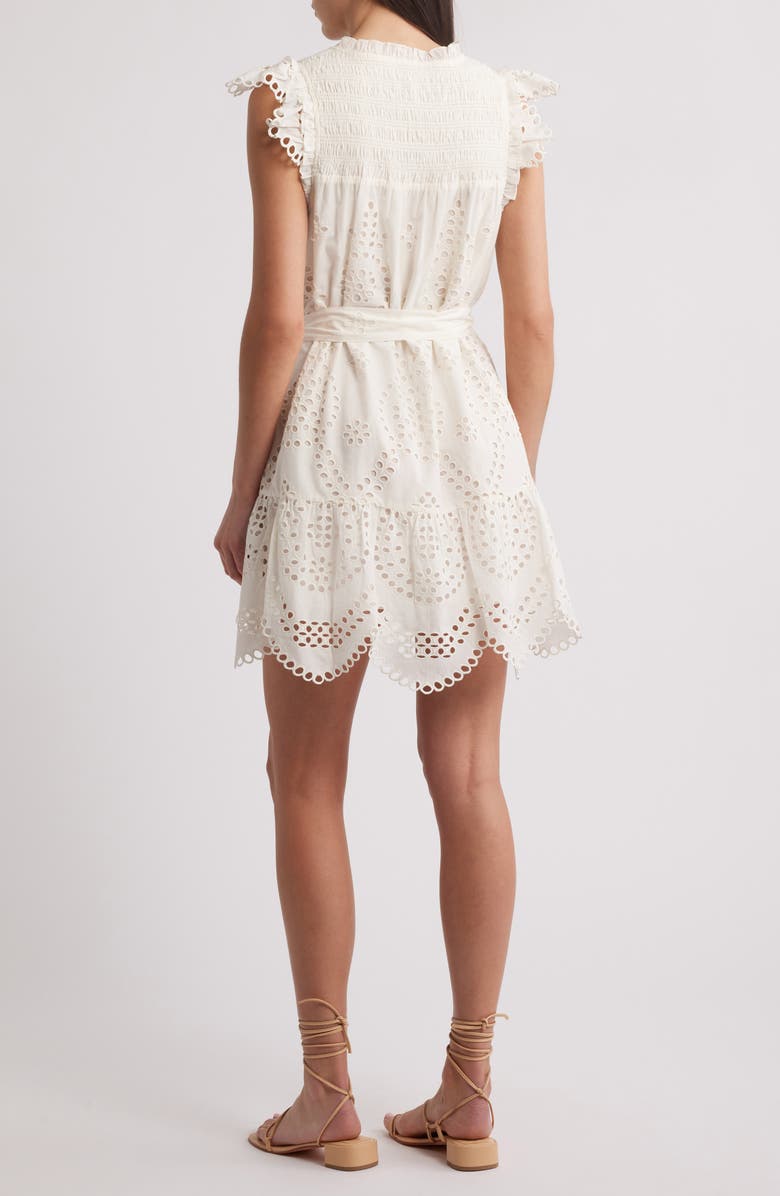Cleobella Mireya Cotton & Linen Eyelet Minidress, Alternate, color, Ivory