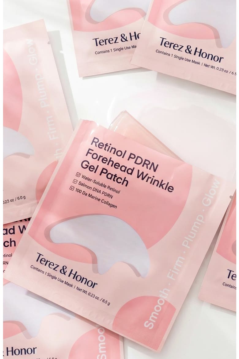 Retinol PDRN Forehead Wrinkle Gel Patch, Alternate, color, Pink