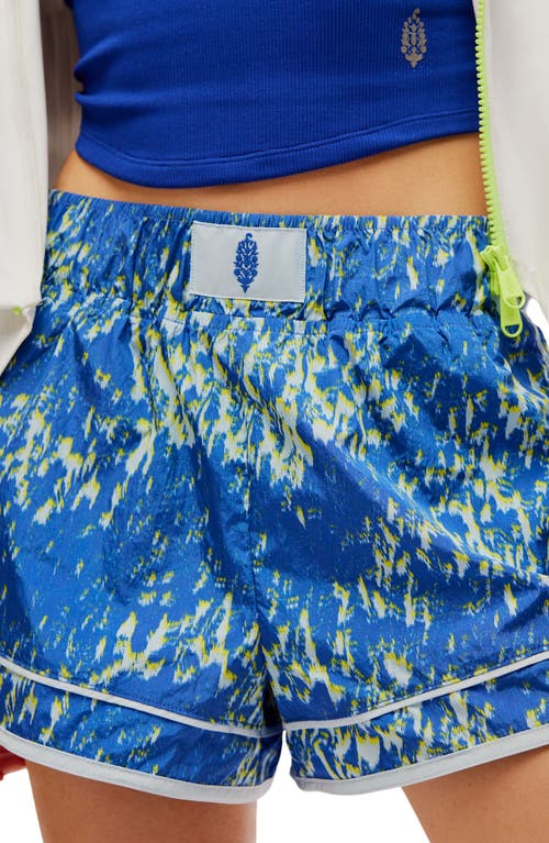 Free People Fp Movement Varsity Blues Print Athletic Shorts In Blue