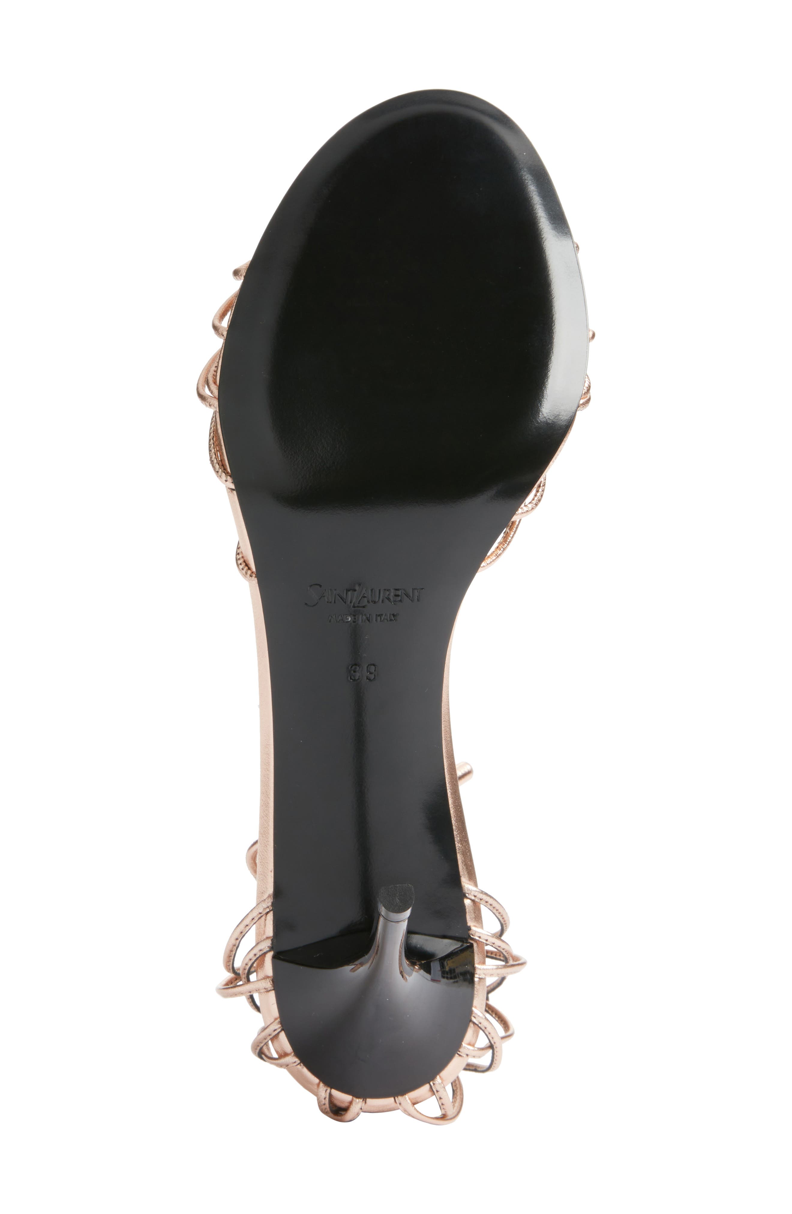 Saint Laurent Babylone Ankle Tie Sandal, Alternate, color, Metallic Gold