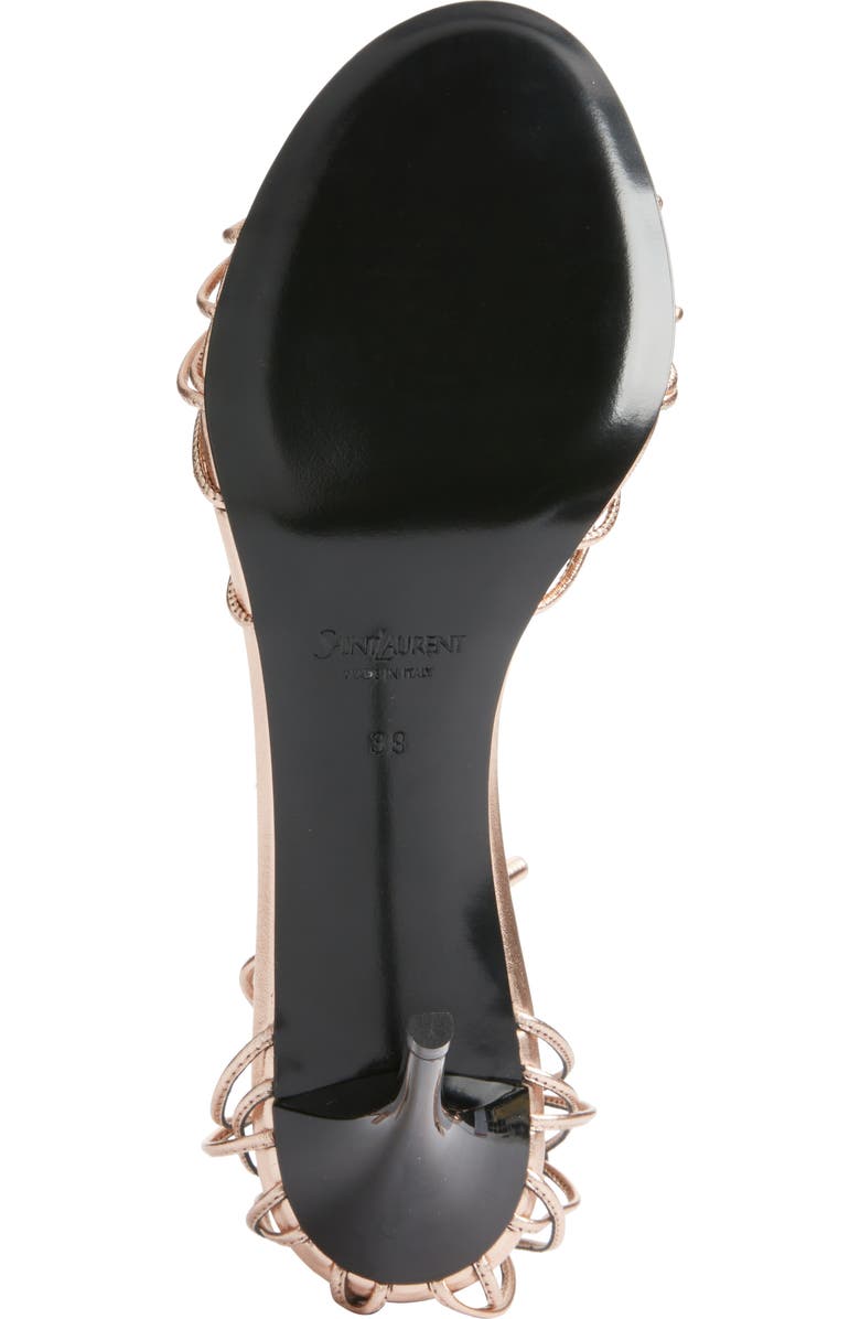 Saint Laurent Babylone Ankle Tie Sandal, Alternate, color, Metallic Gold