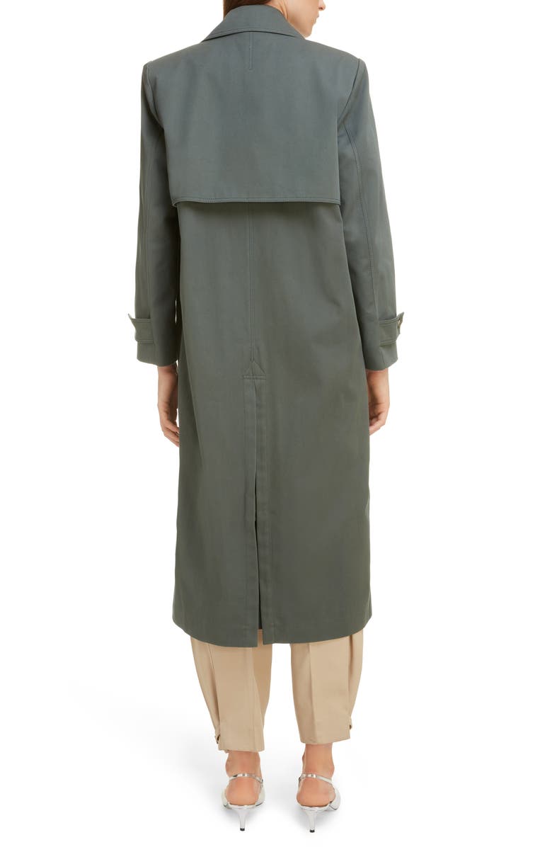 Givenchy 4G Logo Button Cotton Gabardine Trench Coat, Alternate, color, 