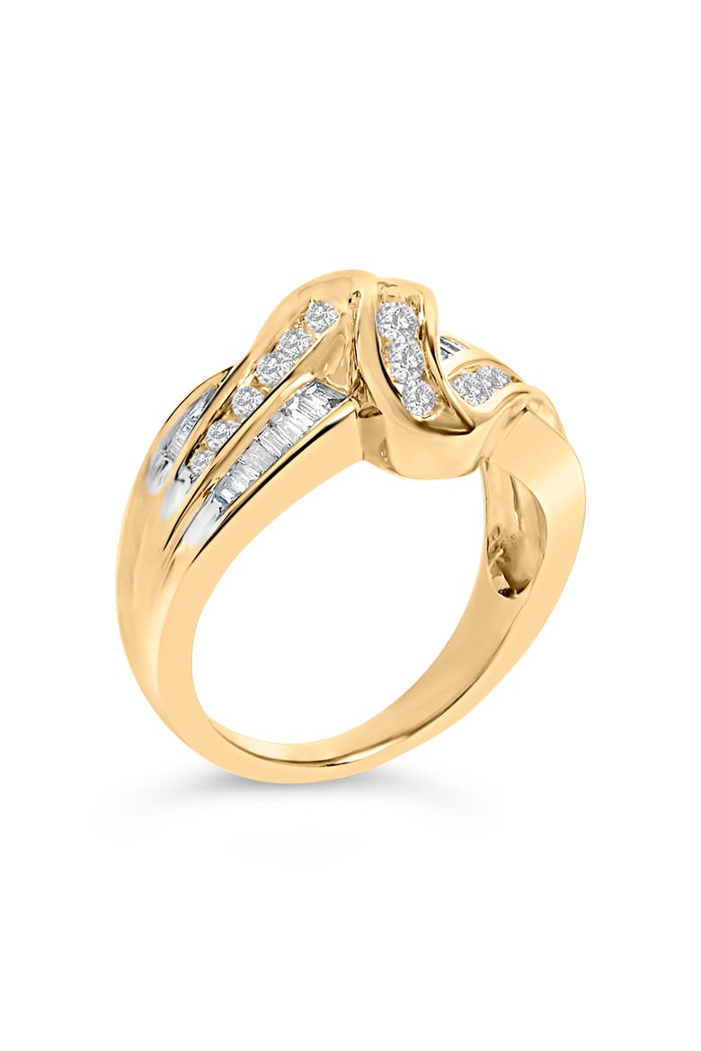 10K Yellow Gold 3/4 Cttw Diamond Double Shank Bypass Ring, Alternate, color, Yellow Gold