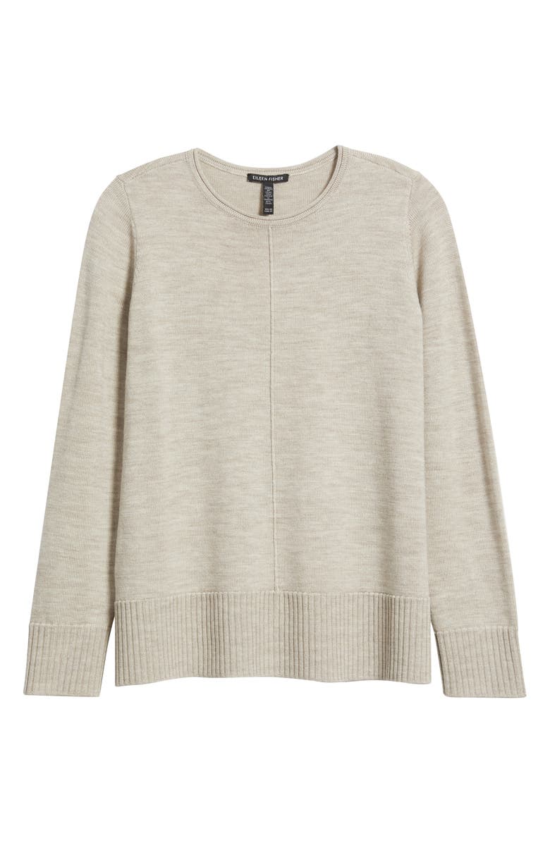 Eileen Fisher Crewneck Wool Sweater, Alternate, color, Maple Oat
