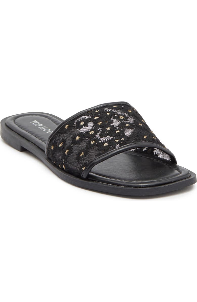 TOP MODA Zita Slide Sandal, Main, color, Black Pu
