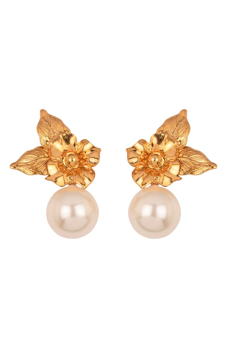 Jennifer Behr Rici Faux Pearl Flower Earrings, Main, color,