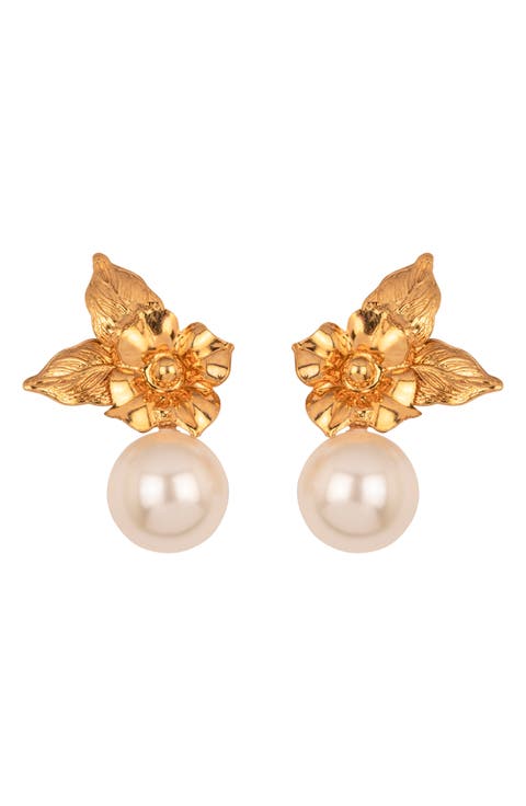 Rici Faux Pearl Flower Earrings
