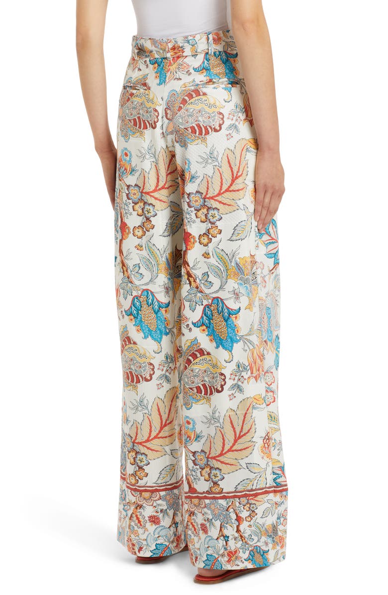 Etro Paisley Print Cotton Blend Palazzo Pants, Alternate, color,