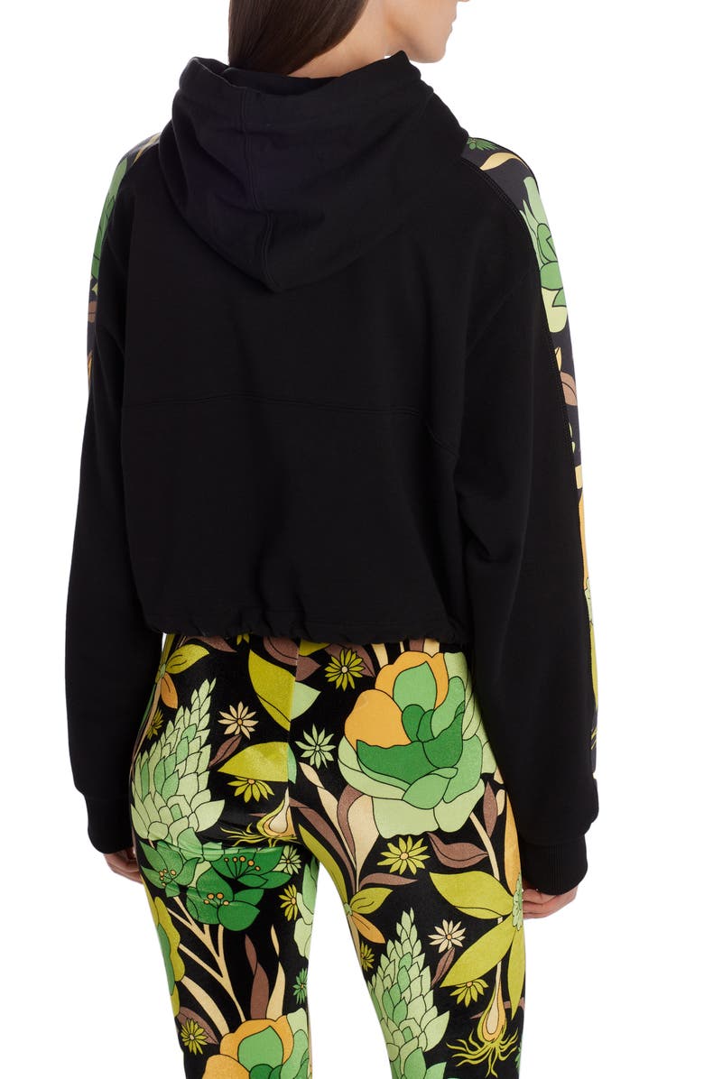 Fendi Floral Logo Crop Drawstring Hoodie, Alternate, color,